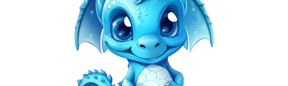 drawing of a cute blue baby dragon