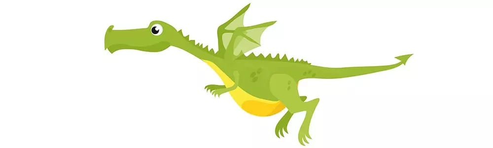 drawing of a cute green dragon flying