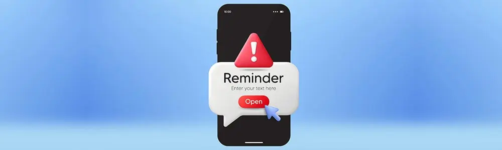 “Reminder” sign on mobile device