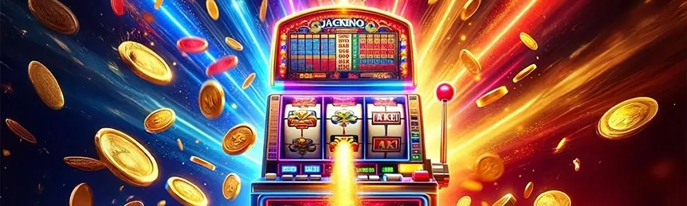 gold coins gushing forth from a slot machine