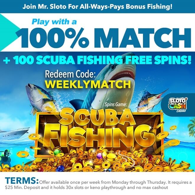 Join Mr. Sloto For All-Ways-Pays Bonus Fishing!